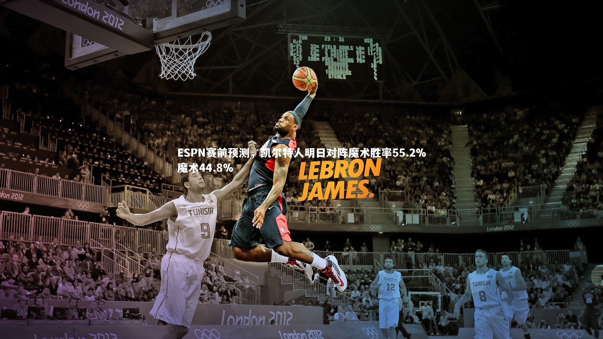 ESPN赛前预测，凯尔特人明日对阵魔术胜率55.2%魔术44.8%